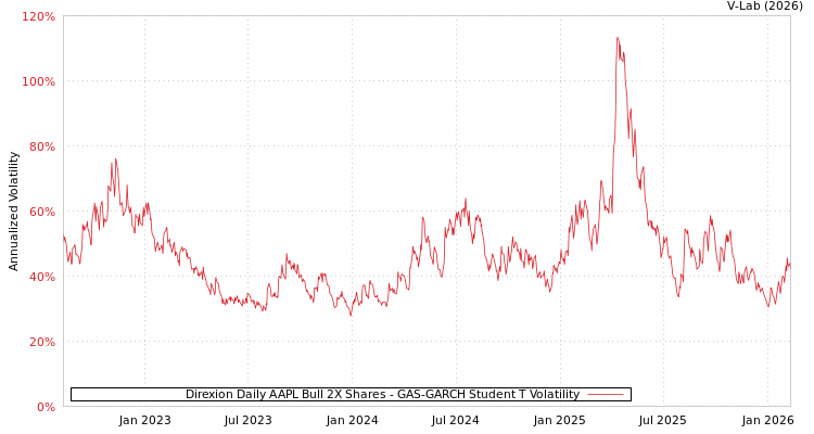 graph of Direxion Daily AAPL Bull 2X Shares GAS-GARCH-T