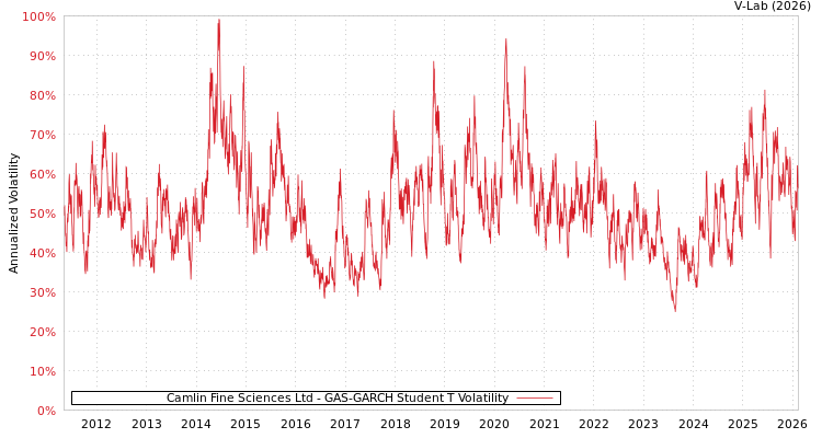 graph of Camlin Fine Sciences Ltd GAS-GARCH-T
