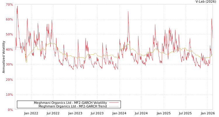 graph of Meghmani Organics Ltd MF2-GARCH