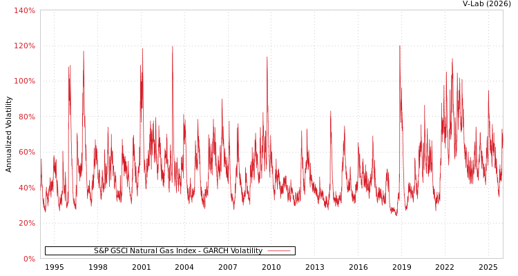 graph of S&P GSCI Natural Gas Index GARCH