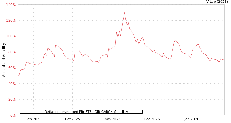 graph of Defiance Leveraged Pltr ETF GJR-GARCH