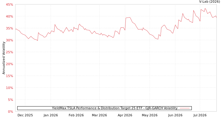 graph of YieldMax TSLA Performance & Distribution Target 25 ETF GJR-GARCH