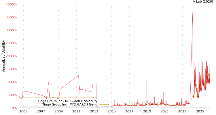 graph of Tingo Group Inc MF2-GARCH
