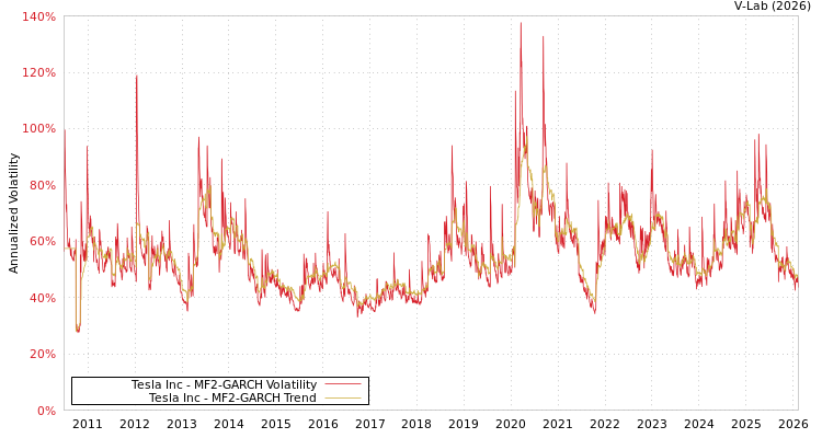 graph of Tesla Inc MF2-GARCH